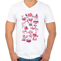 printfashion The walking dead map - Férfi V-nyakú póló - Fehér