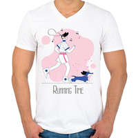 printfashion Running Time - Férfi V-nyakú póló - Fehér