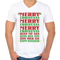 printfashion Merry Kissmy*ss - Férfi V-nyakú póló - Fehér