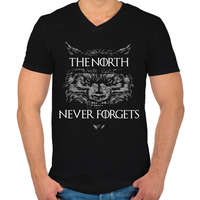 printfashion Észak nem felejt - Férfi V-nyakú póló - Fekete