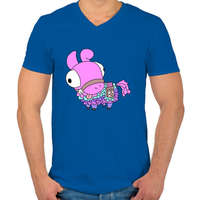 printfashion Fortnite láma pasztell - Férfi V-nyakú póló - Királykék