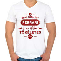 printfashion Csak kell egy Ferrari - Férfi V-nyakú póló - Fehér