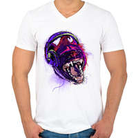 printfashion Vad zenék - Férfi V-nyakú póló - Fehér