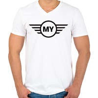 printfashion MY MINI - Férfi V-nyakú póló - Fehér