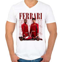 printfashion Ferrari 2025 Forma1 - Férfi V-nyakú póló - Fehér