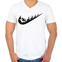 printfashion nike márkaparódia fekete - Férfi V-nyakú póló - Fehér