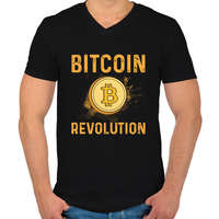 printfashion BITCOIN 4 EVER 41 - Férfi V-nyakú póló - Fekete