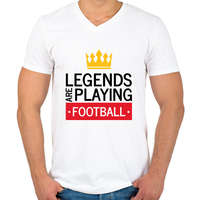 printfashion Legends are playing football - Férfi V-nyakú póló - Fehér