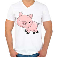 printfashion Funny Pig baby - Férfi V-nyakú póló - Fehér