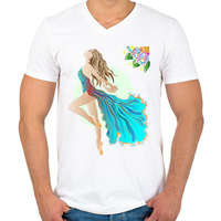 printfashion Táncosnő pasztell színekben - Férfi V-nyakú póló - Fehér