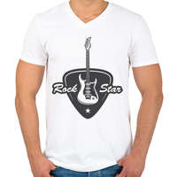 printfashion rock gitár - Férfi V-nyakú póló - Fehér