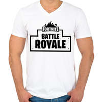 printfashion Fortnite Battle Royale - Férfi V-nyakú póló - Fehér