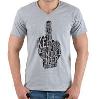 printfashion középső ujj - Férfi V-nyakú póló - Sport szürke