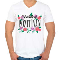 printfashion Gondolkodj pozitívan - Férfi V-nyakú póló - Fehér