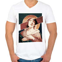 printfashion Szűz Mia - Férfi V-nyakú póló - Fehér
