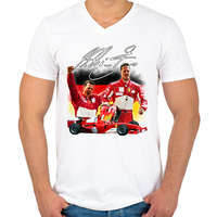 printfashion Michael Schumacher - Férfi V-nyakú póló - Fehér