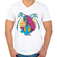 printfashion Nyári hangulat - Summer vibe - Férfi V-nyakú póló - Fehér