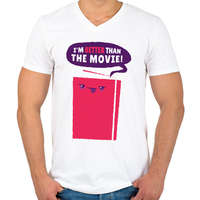 printfashion Könyv vs. film - Férfi V-nyakú póló - Fehér