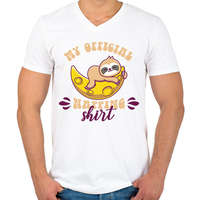printfashion My official napping shirt - Férfi V-nyakú póló - Fehér