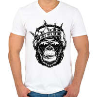 printfashion Gorilla king - Férfi V-nyakú póló - Fehér