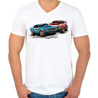 printfashion Roncsderbi - Férfi V-nyakú póló - Fehér