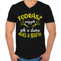 printfashion Fodrász vagyok, sok a duma - Férfi V-nyakú póló - Fekete