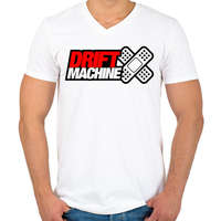 printfashion Drift Machine - Férfi V-nyakú póló - Fehér