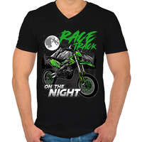 printfashion Cross Motor Race Track - motokrossz - Férfi V-nyakú póló - Fekete