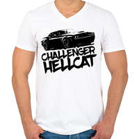 printfashion Dodge Challenger Hellcat - Férfi V-nyakú póló - Fehér