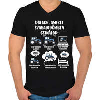 printfashion Traktoros szabadidő - Férfi V-nyakú póló - Fekete