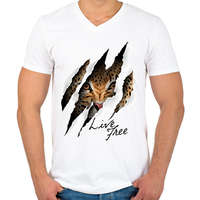 printfashion Live free - Férfi V-nyakú póló - Fehér