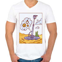 printfashion Fém detektor - Férfi V-nyakú póló - Fehér