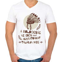 printfashion A boldogság - indián közmondás - Férfi V-nyakú póló - Fehér