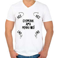 printfashion Gyerünk apa menni fog! - Férfi V-nyakú póló - Fehér