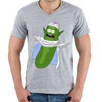 printfashion Dragon Ball Z Piccolo Pickle - Férfi V-nyakú póló - Sport szürke