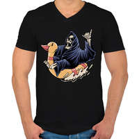 printfashion Kaszás a strandon - Férfi V-nyakú póló - Fekete