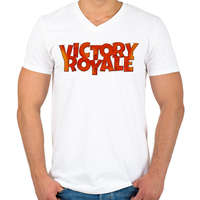 printfashion Victory Royale - Férfi V-nyakú póló - Fehér