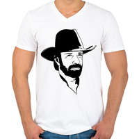 printfashion Chuck Norris - Férfi V-nyakú póló - Fehér