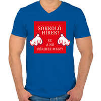 printfashion Sokkoló hírek! - Férfi V-nyakú póló - Királykék