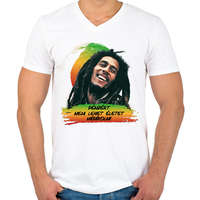 printfashion Bob Marley idézet - Férfi V-nyakú póló - Fehér