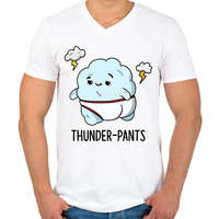 printfashion Thunder-pants - Férfi V-nyakú póló - Fehér
