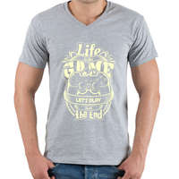 printfashion Az élet egy játék - Férfi V-nyakú póló - Sport szürke