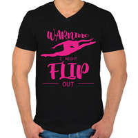 printfashion Warning - I might flip out - Férfi V-nyakú póló - Fekete