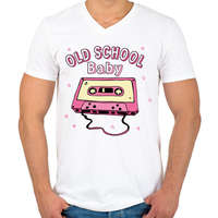 printfashion Old School Baby - Férfi V-nyakú póló - Fehér