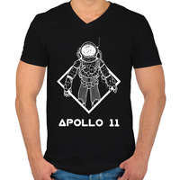 printfashion Apollo 11 - Férfi V-nyakú póló - Fekete
