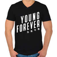 printfashion BTS Young forever - Férfi V-nyakú póló - Fekete