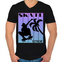 printfashion Skate extreme sport - Férfi V-nyakú póló - Fekete