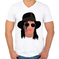 printfashion Michael Jackson - Férfi V-nyakú póló - Fehér