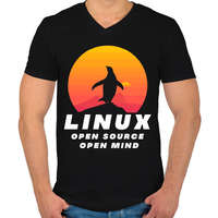printfashion Linux - open source - Férfi V-nyakú póló - Fekete