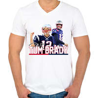 printfashion Tom Brady - Férfi V-nyakú póló - Fehér